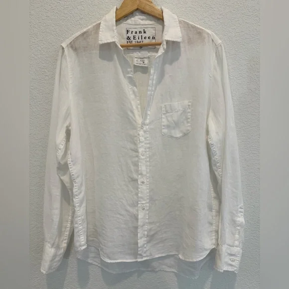 Frank & Eileen ‘Eileen’ Linen White Button-Up Shirt - Picture 2 of 5